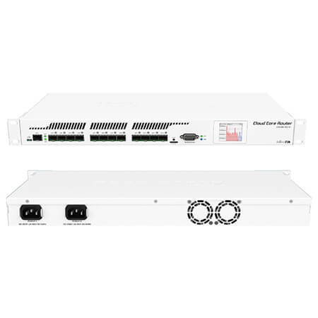 Cloud Core Router Mikrotik CCR1016 12S 1S. Parte Delante Parte Trasera