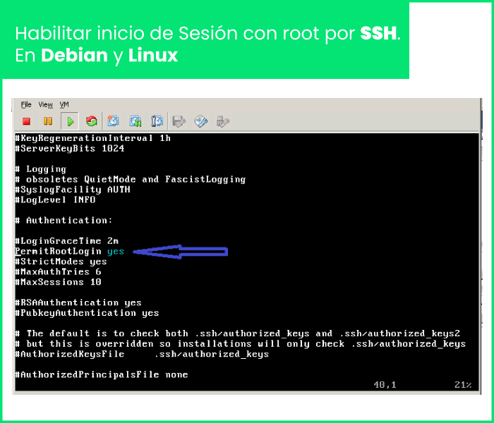 Fututel Habilitar Inicio de sesion root SSH Debian linux Facil
