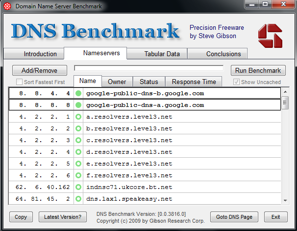 ejecutar run DNS Benchmark software 16