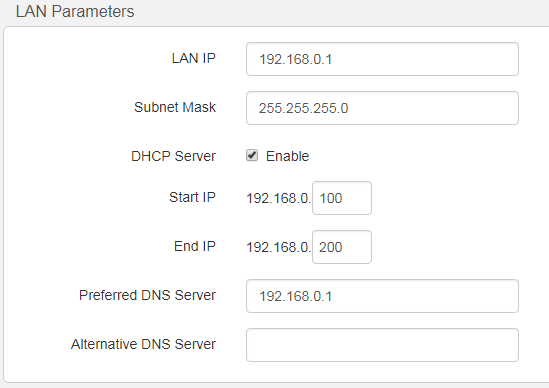valores por defecto del router DHCP y DNS 4