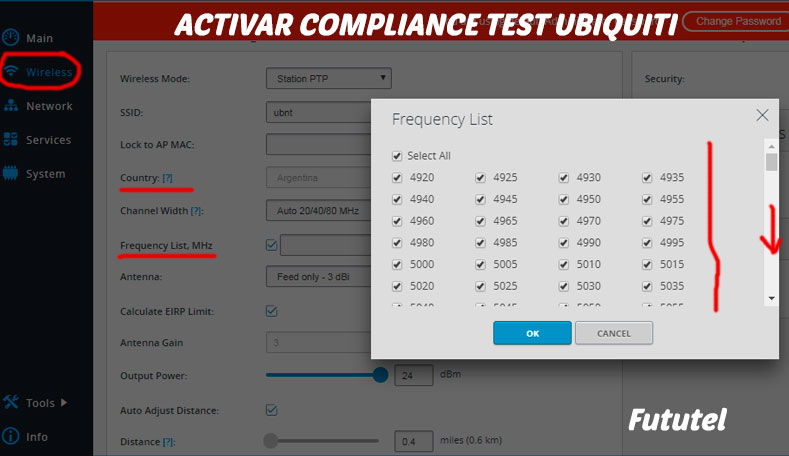 activar liberar compliance test ubiquiti