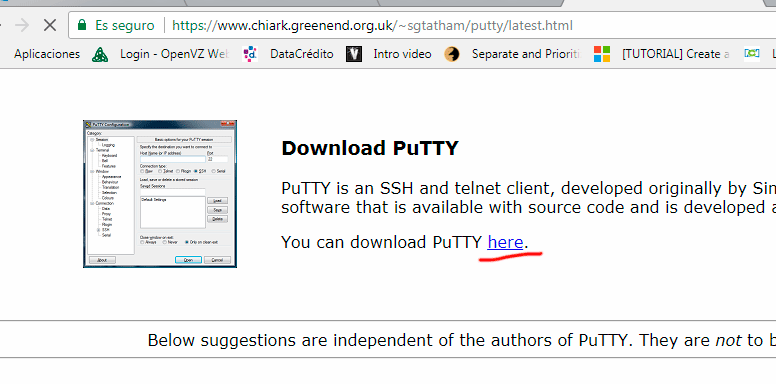 descargar putty sitio oficial
